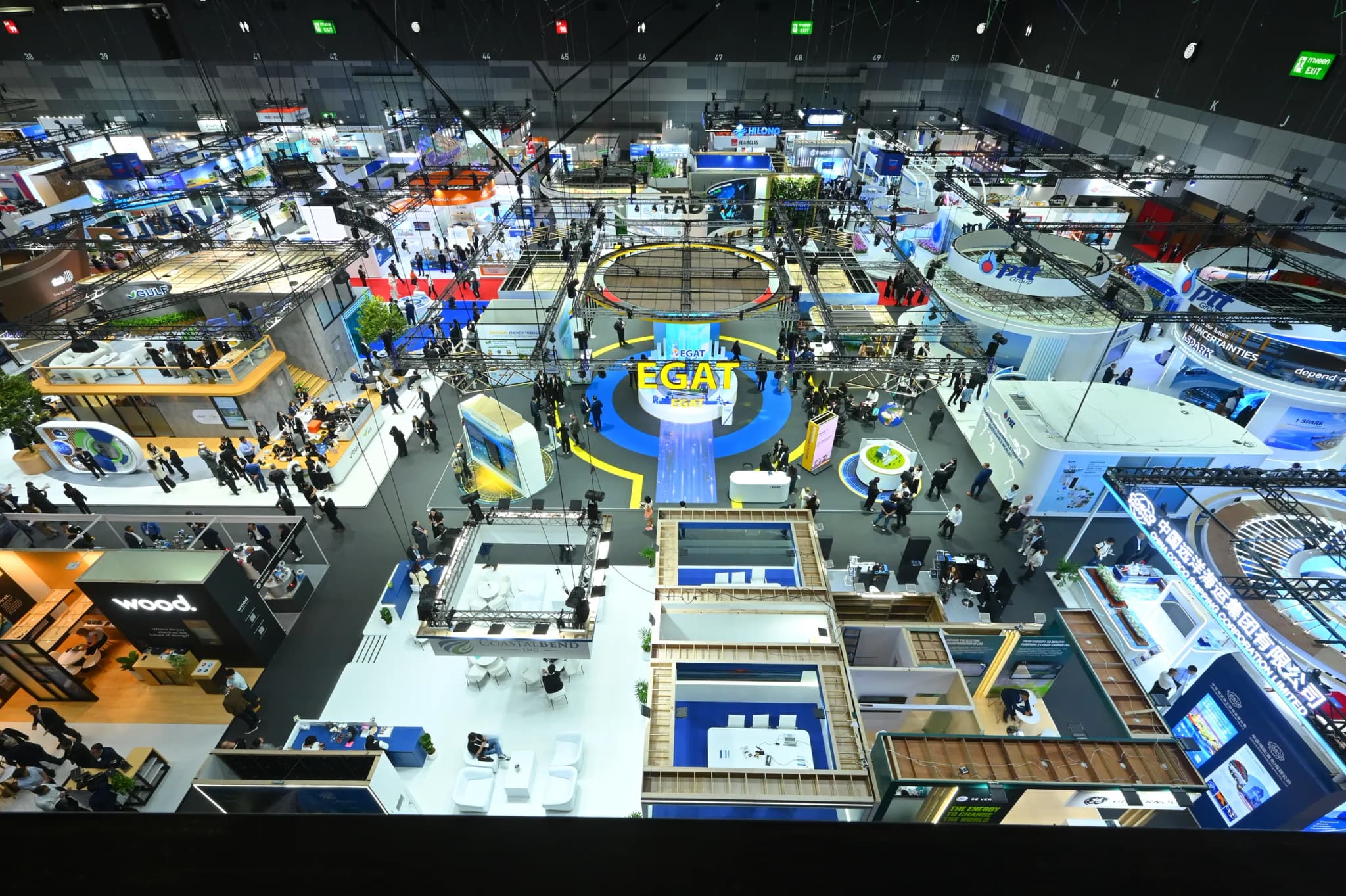 The Gastech 2026 exhibition hall at BITEC seen from above